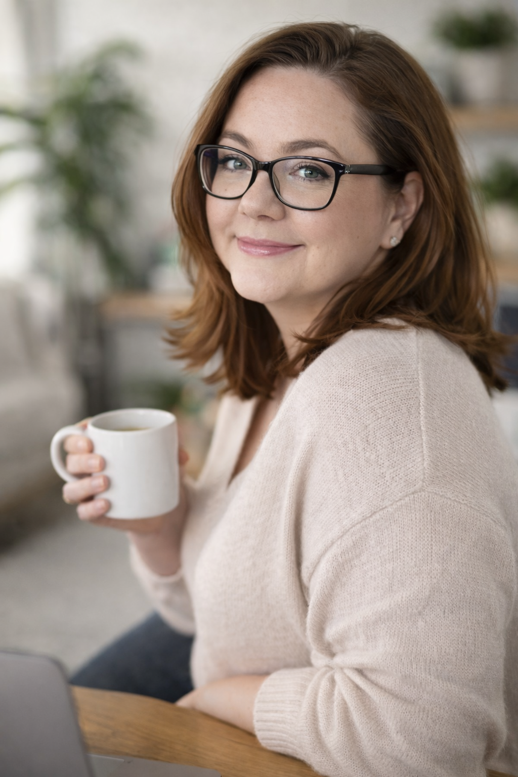 Kobieta z kawą - uczestniczka Cyfrowej Kawy
