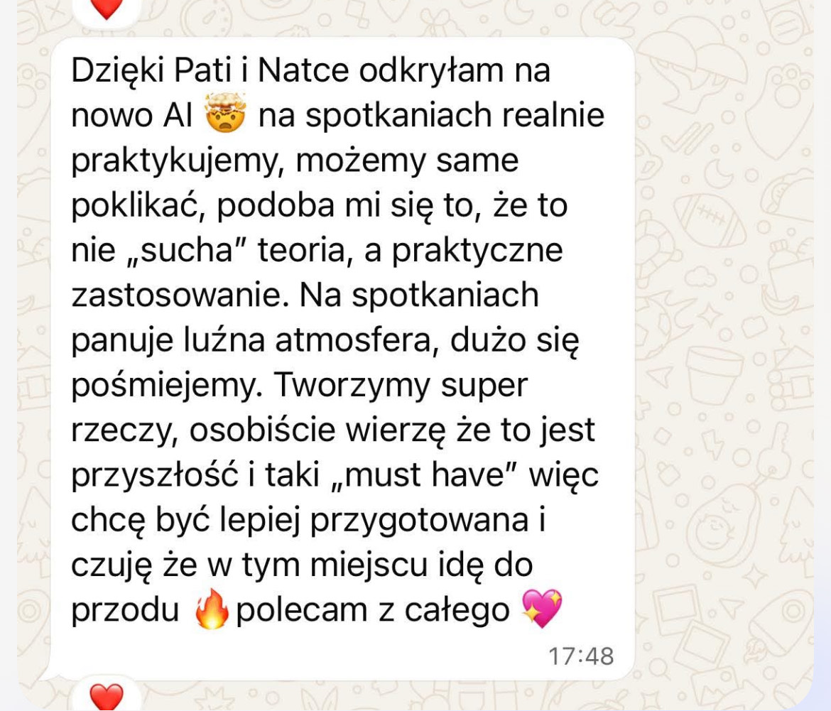 Opinia od Keto Siostry - wiadomość WhatsApp